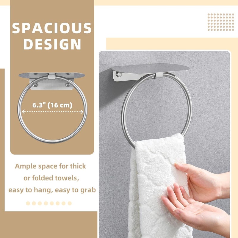 APLusee Towel Ring with Shelf Brushed Nickel, 304 Stainless Steel Rustproof Wall Mounted Holder, Space-Saving Storage for Hand Towels & Bathroom Essentials - Image 5